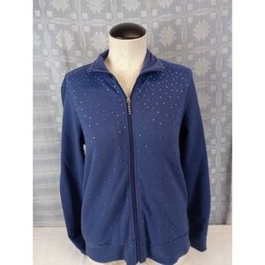 Vintage Mirror Image Jacket Size Medium‎ Blue Beaded Full Zip
